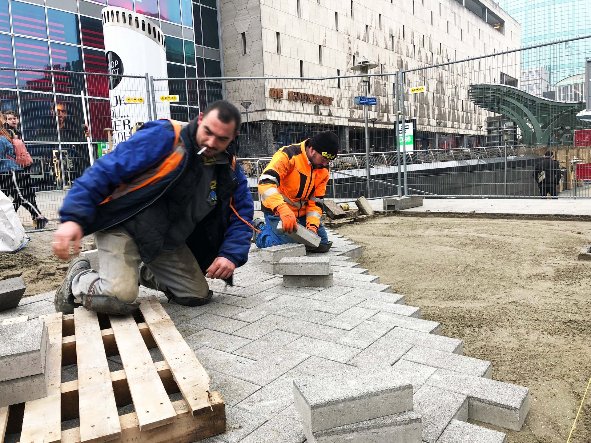 Straatwerk in Rotterdam